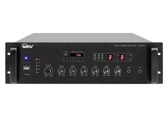 合并式带6分区音量可调MP3定压功率放大器 HV-1000V